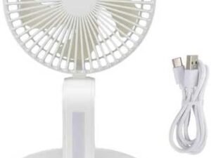 Desktop Folding Fan 3 Speeds USB Rechargeable Punch Free Electric Desktop Oscillating Fan for Home Office Wall Fan - (Color: White)