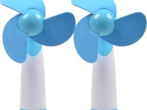 Mini Handheld Fan Personal Fan Battery Soft Foam Blades Powered for Home and Travel 2PC Blue (2)
