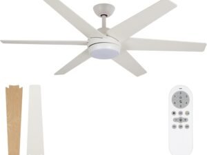 52 inch Ceiling Fans, with LED Lights and Remote Control, 6 Blades, 6 Speed, Dimmable, 3CCT, Quiet Reversible Motor, Indoor Modern Ceiling Fan - White