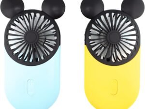 Cute Mickey Personal Mini Fan, Handheld & Portable USB Rechargeable Fan with 3 Adjustable Speeds, Perfect for Indoor Or Outdoor Activities, Cute Mouse 2 Pack (Yellow+Blue)