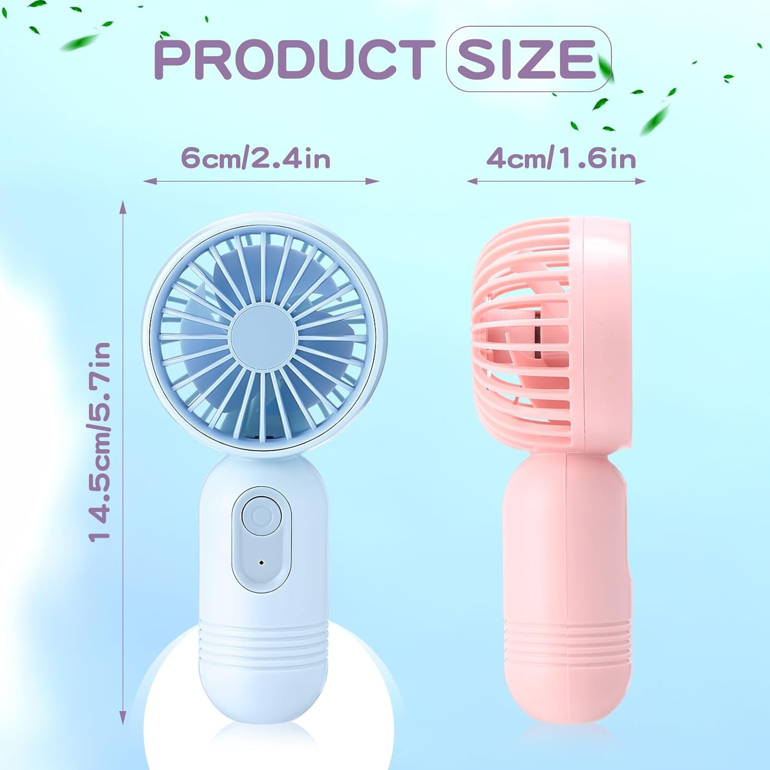 6 Pack Mini Portable Fan Bulk Cute Handheld Fan Lightweight Small Personal Eyelash Fan with 3 Speeds and USB Rechargeable Battery Operated for Kids Women Men Office Outdoor Travel Camping - Image 2