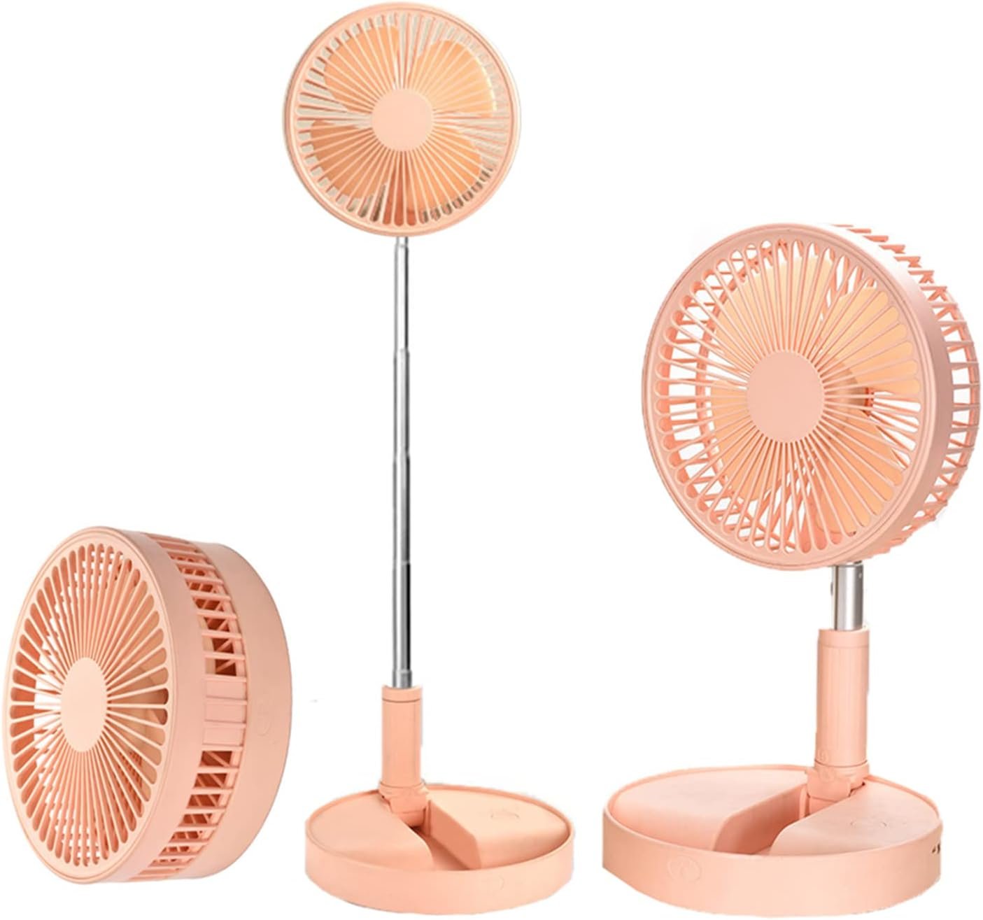 Portable Fan Rechargeable, Stand & Table fan Folding Telescopic & Adjustable Height for Office Home Outdoor Camping (pink)