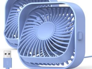USB Desk Fan [2Pack], Strong Airflow & Quiet Operation, Three-Speed Wind Small Fan, 360° Rotatable Head for Home Office Table and Desktop Blue