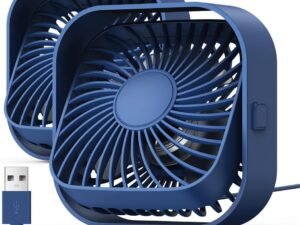 USB Desk Fan, [2Pack] Mini Fan Portable, Strong Airflow & Quiet Operation, Three-Speed Wind Small Cooling Fan, 360° Rotatable Head for Home Office Table and Desktop DeepBlue
