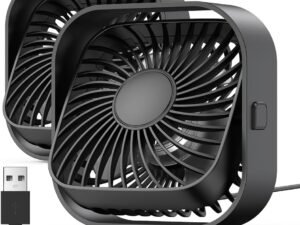 USB Desk Fan, [2Pack] Mini Fan Portable, Strong Airflow & Quiet Operation, Three-Speed Wind Small Cooling Fan, 360° Rotatable Head for Home Office Table and Desktop Black