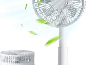 Portable Desk Fan, USB Battery Operated Fan with 4 Speeds Strong Airflow, Foldable Personal Fan for Bedroom, Small Travel Fan for Outdoor
