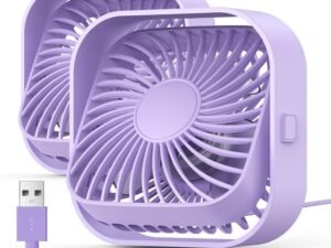USB Desk Fan, [2Pack] Mini Fan Portable, Strong Airflow & Quiet Operation, Three-Speed Wind Small Cooling Fan, 360° Rotatable Head for Home Office Table and Desktop Purple