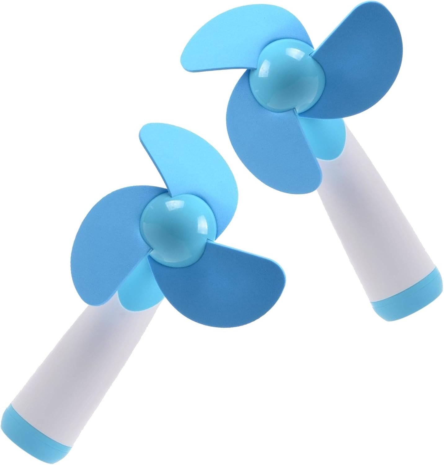 Mini Handheld Fan Personal Fan Battery Soft Foam Blades Powered for Home and Travel 2PC Blue (2) - Image 2