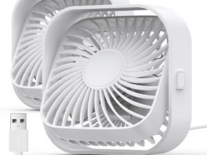USB Desk Fan, [2Pack] Mini Fan Portable, Strong Airflow & Quiet Operation, Three-Speed Wind Small Cooling Fan, 360° Rotatable Head for Home Office Table and Desktop White