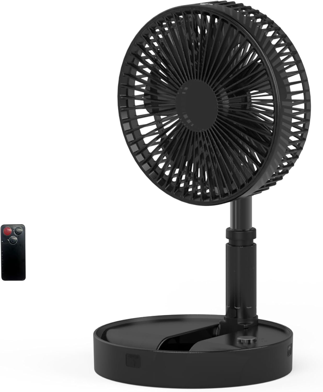 Foldable Fan Pedestal, Adjustable, Rechargeable, Remote control, Quiet, about 8 Inch,Cool (black)