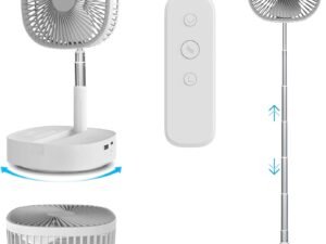 Portable Oscillating Pedestal Fan＆Remote, 120° Rotation, 3-In-1 Foldaway/Standing/Desk Fan, Anti-Slip 7200Mah Rechargeable, Telescopic 4 Speed Quiet Timer Fan Home Outdoor Travel (Gray)