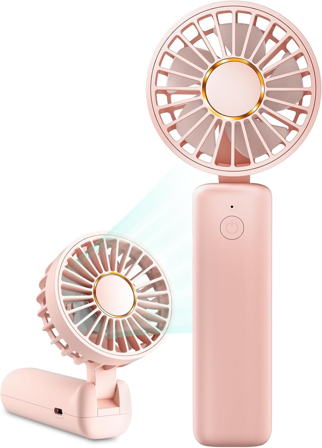 Portable Handheld Fan, Mini Desk Fan Foldable 2000mAh, 180° Ratotion, 3 Speeds, Ultra Quite, Up to 8H Long Use Time, Small Personal Cooling Fans Makeup Eyelash Fan for Women Girl