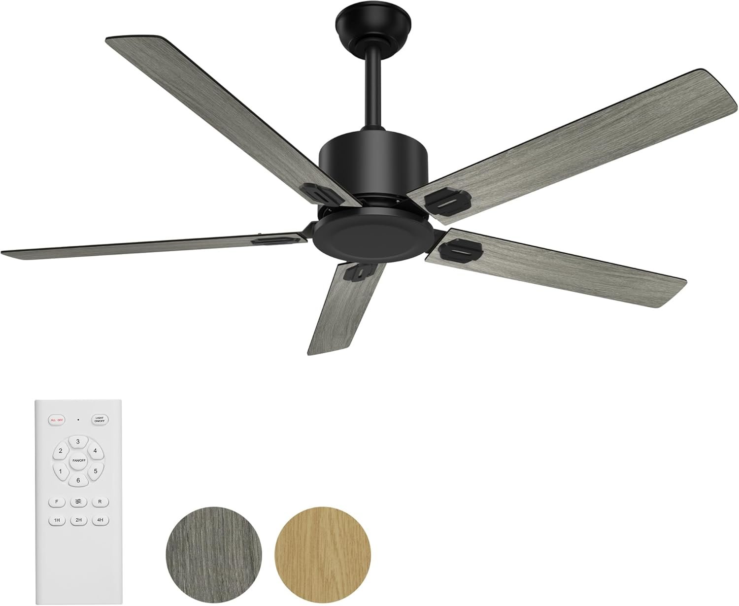 Outdoor Ceiling Fan, Ceiling Fans 52” with Remote Control Ceiling Fan Modern with 6 Speeds Reversible DC Motor Ceiling Fans No Lights for Patios, Living Room, Farmhouse, Kitchen
