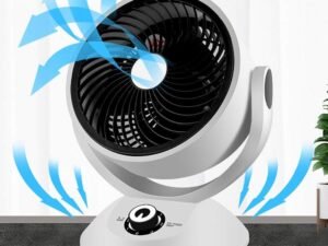 Oscillating Air Circulator Fan, Whole Room 360° Air Supply Table Fan Portable Quiet Desk Fan Compact-White 13 11 Inch