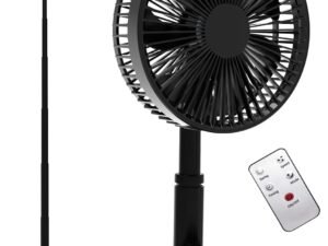 Oscillating Fan Foldaway with Remote Control, 7200mAh Rechargeable Battery Powered Pedestal Fan for Camping, 4 Speed, Timer, Height Adjustment Portable Table Fan for Travel , Outdoor, Home (Black)