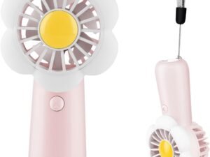 Mini Portable Fan Cute Handheld Fan Rechargeable, 3 Speeds of Wind Adjustment, USB Cute Design, Quiet Pocket Fan, Kids Personal Small Hand Fan (Pink)