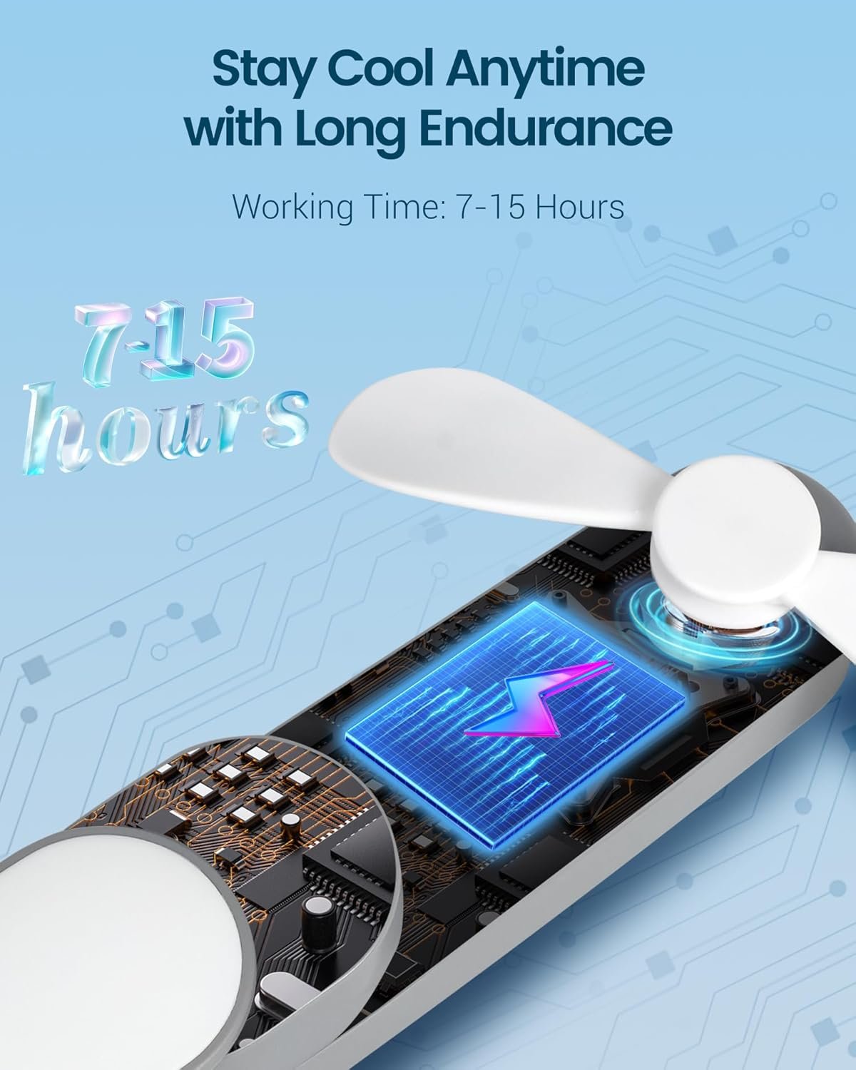 2-Pack Portable Handheld Fan, 360°Foldable Mini Personal Fan, 7-15 Working Hours USB Rechargeable Battery Operated Eyelash Hand Fans for Makeup, Small Pocket Fan for Women Girls Home Travel Outdoor - Image 2