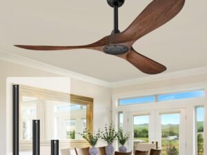 Ceiling Fan with Remote, 52" Outdoor/Indoor Modern Ceiling Fans Reversible DC Motor for Patios, Bedroom, Living Room (Walnut)