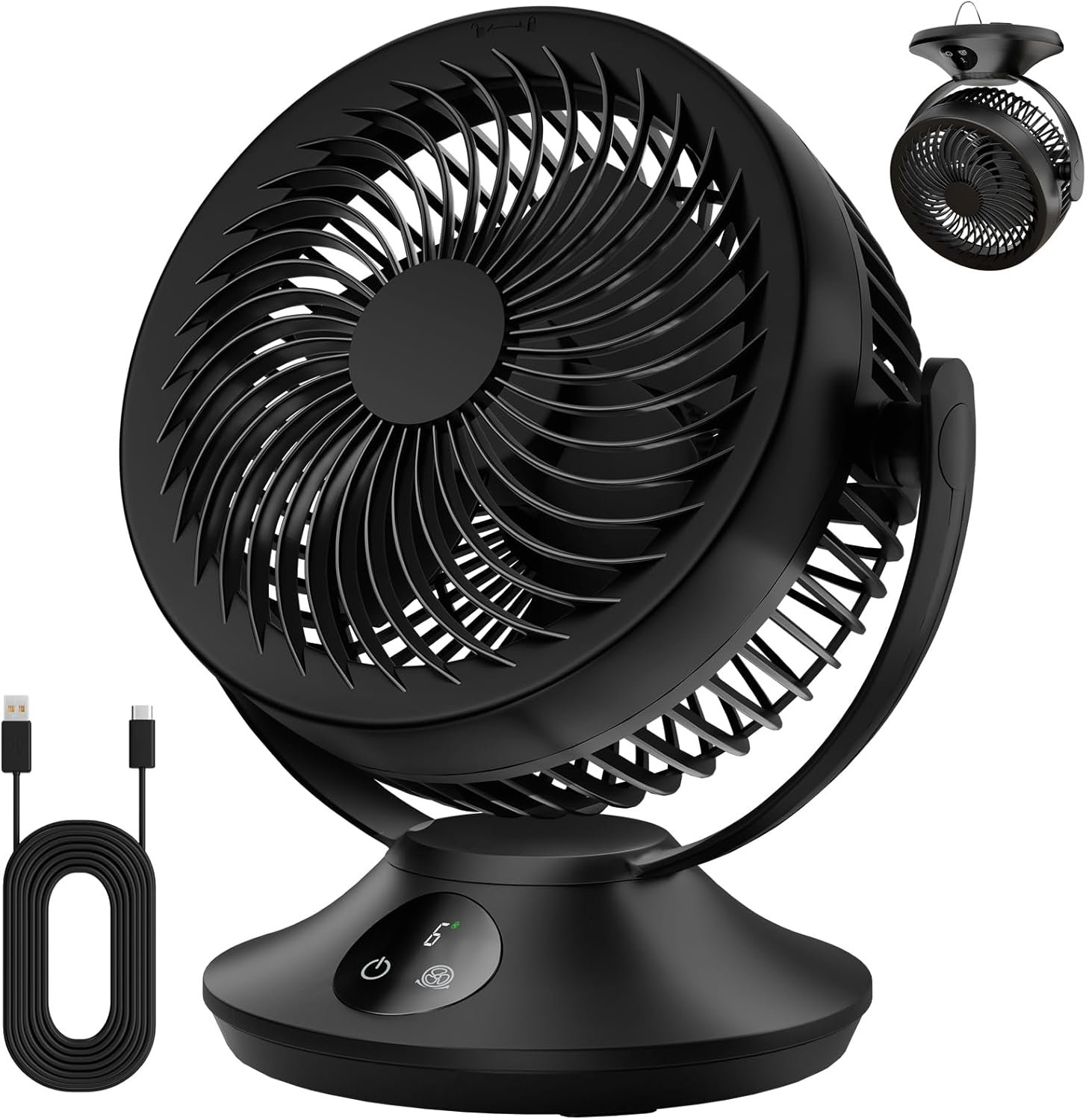 12000mAh Rechargeable Desk Fan,Portable Table Air Circulator Fan for Whole Room- 6 Speeds,360° Tilt,90° Oscillation,3 Timer Modes,Personal Quiet Cooling Fan for Bedroom Home Office Outdoor