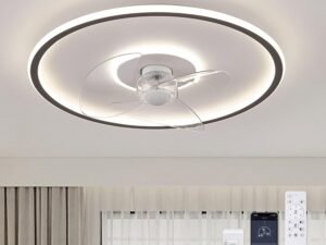 Ceiling Fans with Lights, 20" Flush Mount Ceiling Fan for Bedroom, 6 Wind Speeds Low Profile Ceiling Fan with Lights and Remote, Dimmable LED Ceiling Fan for Kids Room and Living Room