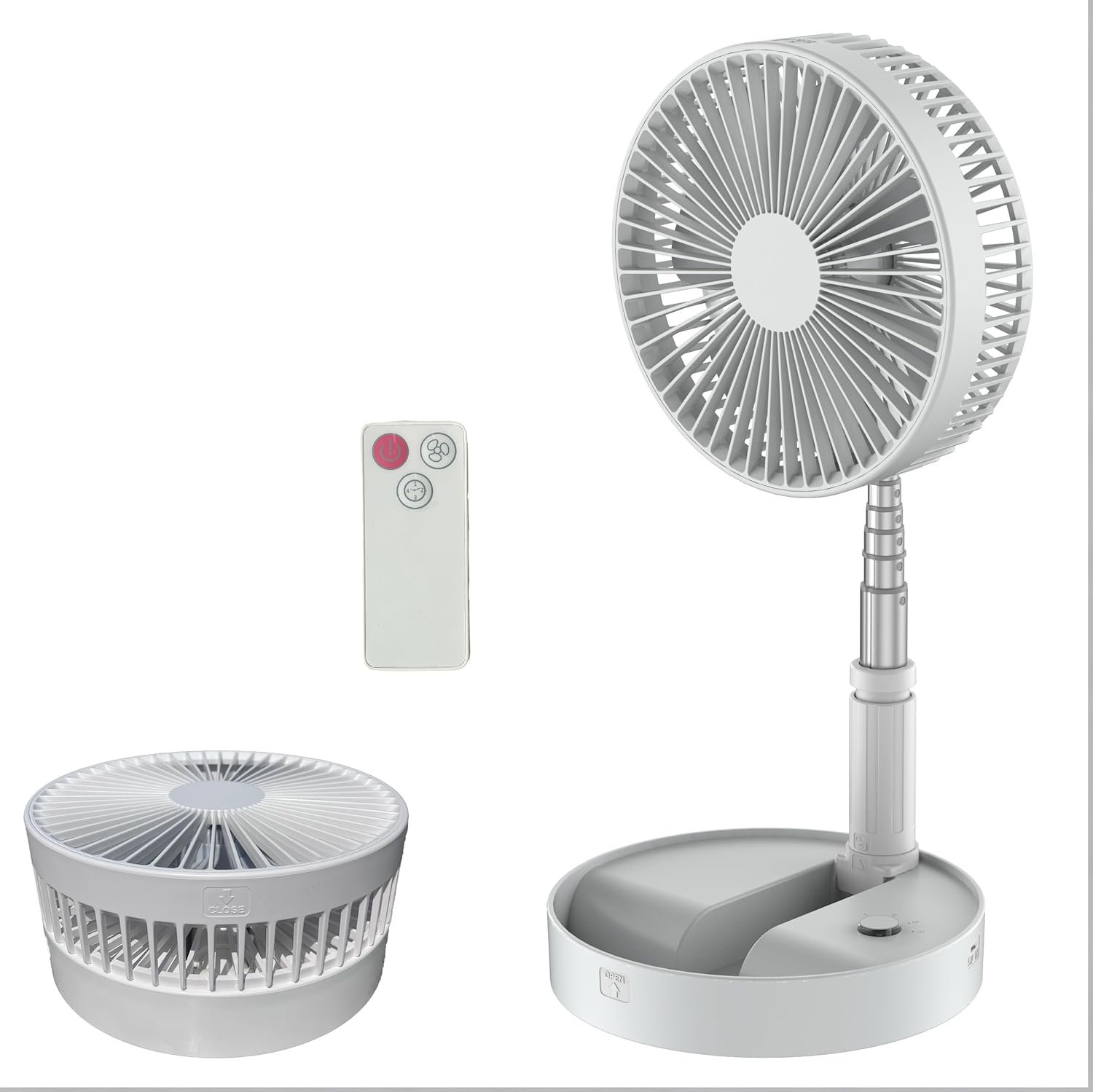 Foldable Fan Pedestal, Adjustable, Rechargeable, Remote control, Quiet, about 8 Inch,Cool (black) - Image 2