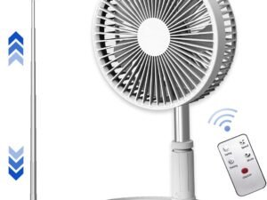 Oscillating Fan with Remote Control, 7200mAh Rechargeable Battery Operated Travel Fan for Camping, 4 Speed, Timer, Height Adjustment Portable portable Fan for Travel , Outdoor, Home (White)