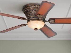 52"  Vintage  Indoor Ceiling Fan with Light LED 2 Light Dimmable Remote Control Golden Bronze Reversible Teak Walnut Blades for Living Room Kitchen Bedroom Family Dining