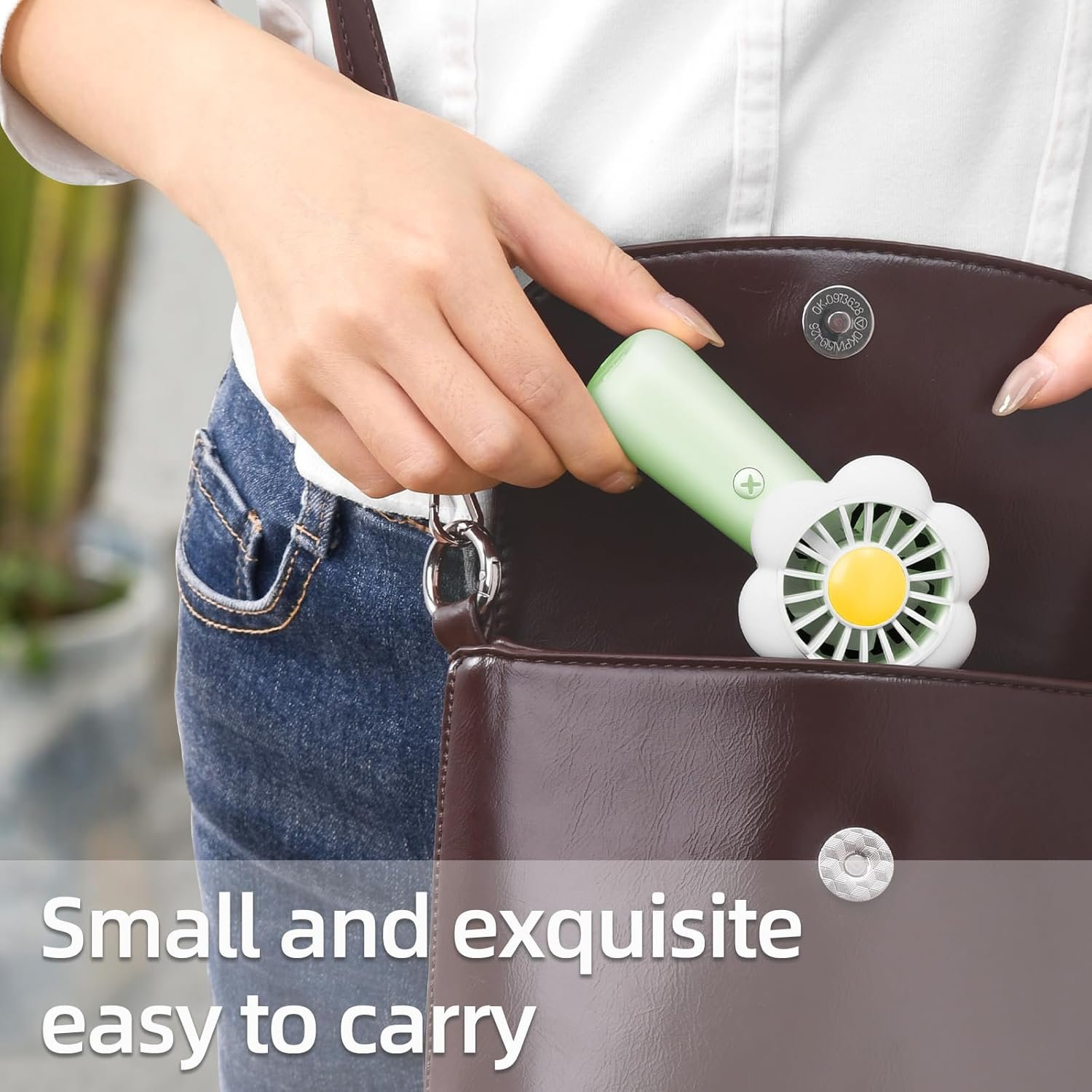 Mini Portable Fan Cute Handheld Fan Rechargeable, 3 Speeds of Wind Adjustment, USB Cute Design, Quiet Pocket Fan, Kids Personal Small Hand Fan (Light green) - Image 2