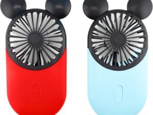 Cute Mickey Personal Mini Fan, Handheld & Portable USB Rechargeable Fan with 3 Adjustable Speeds, Perfect for Indoor Or Outdoor Activities, Cute Mouse 2 Pack (Red+Blue)