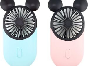 Cute Mickey Personal Mini Fan, Handheld & Portable USB Rechargeable Fan with 3 Adjustable Speeds, Perfect for Indoor Or Outdoor Activities, Cute Mouse 2 Pack (Pink+Blue)