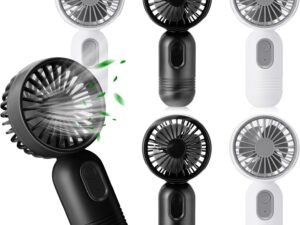6 Pack Mini Portable Fan Bulk Cute Handheld Fan Lightweight Small Personal Eyelash Fan with 3 Speeds and USB Rechargeable Battery Operated for Kids Women Men Office Outdoor (Black and White)