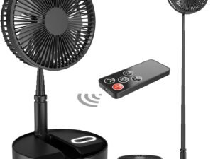 10800mAh 30H Foldaway Fan with LED Light, 8 Inch Battery Operated Oscillating Fan, Portable Rechargeable Fan w/Remote, Timer, 4 Speeds, Super Quiet for Bedroom, Camping, Travel, Outdoor