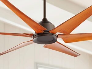 72"  Modern Industrial Indoor Outdoor Ceiling Fan with Remote Control Oil Rubbed Bronze Painted Wood Damp Rated for Patio Exterior House Home Porch Gazebo Garage Barn