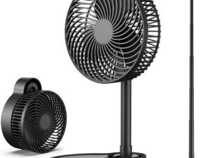 10000mAh Portable Fan, 8 Inch Foldable Stand/Desk Fan up to 20 Hours Night Light Battery Powered Fan Cordless Height Adjustable Super Quiet Fan for Home, Camping, Travel, Black