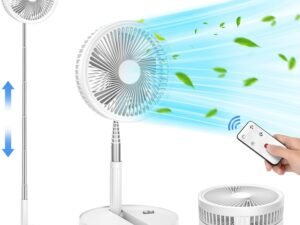 Portable Foldable Rechargeable Oscillating Fan - 9" 7200mah Battery Operated USB C Small Fan Remote, Quiet Table Desk Fan Folding Standing Pedestal Fan for Bedroom Rome Office Camping Travel
