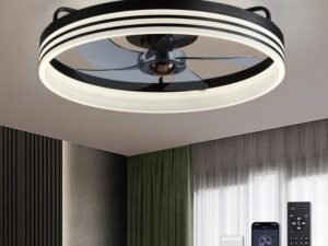 Ceiling Fans with Lights, Flush Mount Ceiling Fan with Lights and Remote, 6 Wind Speeds Smart Low Profile Ceiling Fan for Bedroom, Kids Room and Living Room 20" (Black)