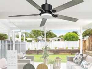 Ceiling Fan with Lights, 60" Ceiling Fans with Lights & Remote Indoor Outdoor DC Motor 5 Reversible Blades 3 Colors Dimmable 6 Speeds for Living Room, Bedroom, Kitchen, Patios, Farmhouse